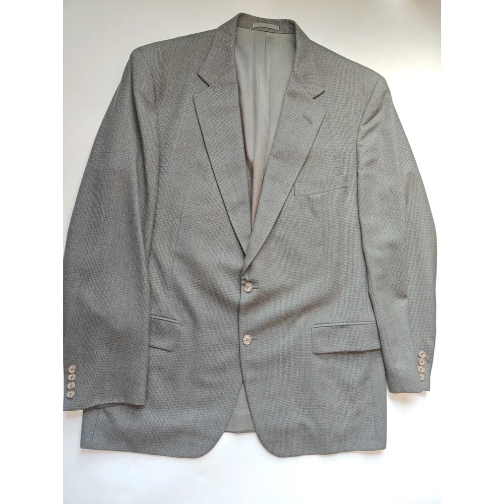 Bassano Mens Wool Sports Coat 45L Olive Gray Red Striped 2 Button Blazer Italy
